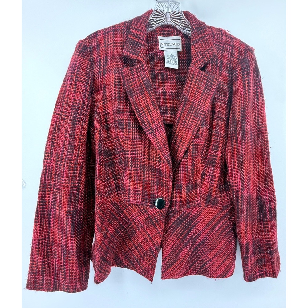 Karin Stevens Vintage Tweed Blazer Jacket Single Button Size 8 Gilmore Girls